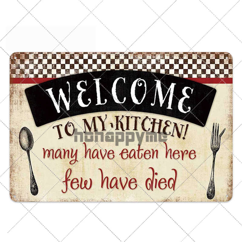 Segno di Latta Metallico Vintage per Cucina Poster Retrò Piatto per Cibo Pub Bar Cucina Sala da Pranzo Decorazione Murale Decorazione per la Casa 20*30cm