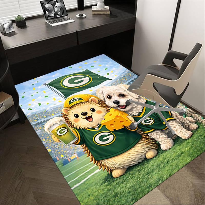 

1PC Hedgehog Green Bay Packers Extra Large Non-Slip Floor carpet, Office, family, bedroom, Studio - Large Area Rug Indoor Rugs, Vibrant Colors-W222 60cm by 90cm