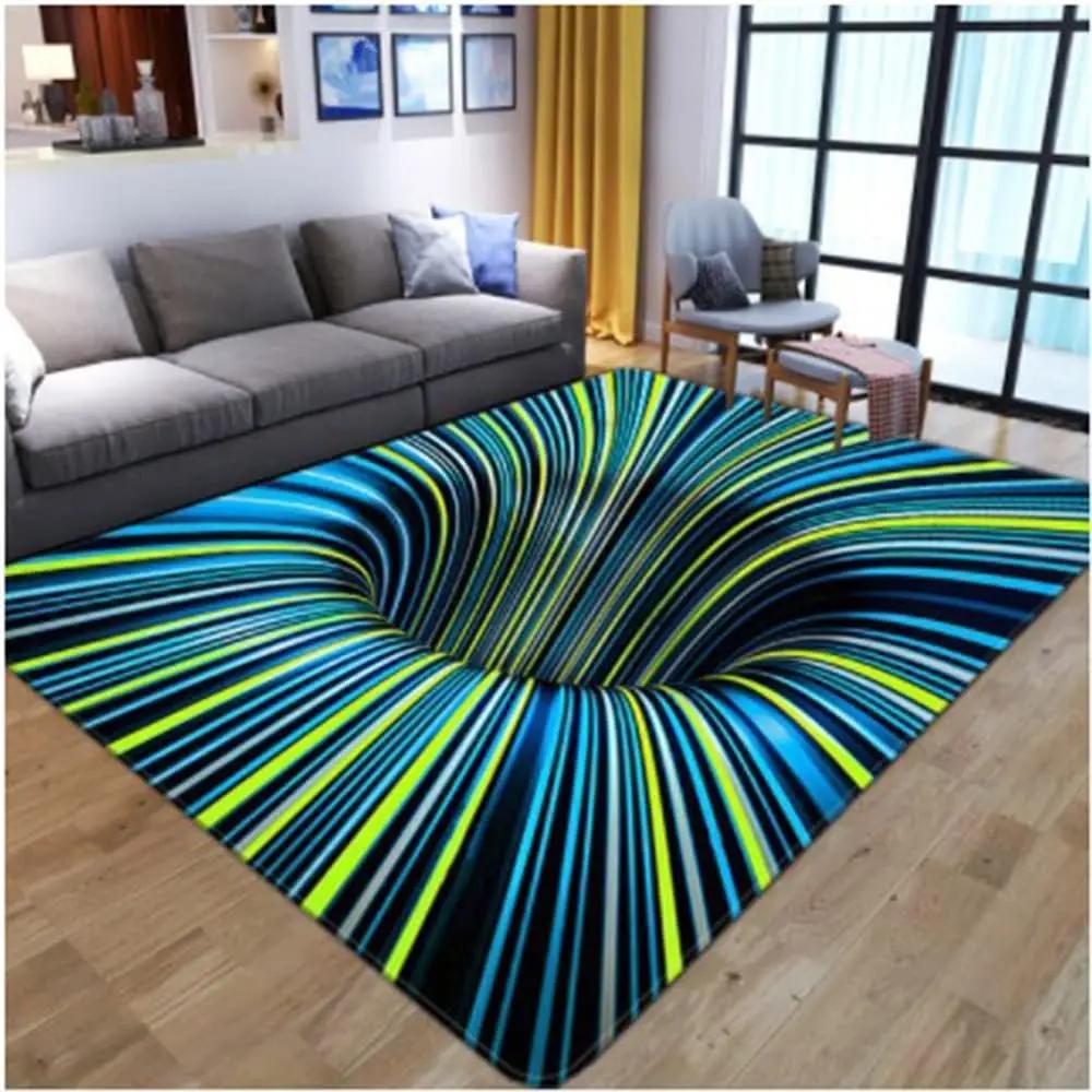 3D Vortex Illusion Carpet for Living Room Home Decorations Sofa Table Large Area Rugs Bedroom Bedside Foot Mat Non-slip Doormat