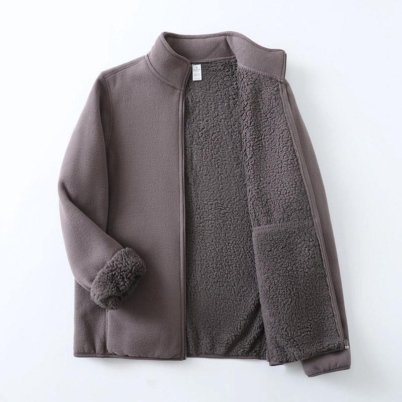 Coat for Women Fleece Thickened Plush Autumn Winter Double Layer Windbreaker Oversize Casual Zipper Jacket
