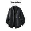 TOM ADAM Men's Retro Detroit Lapel PU Leather Jacket