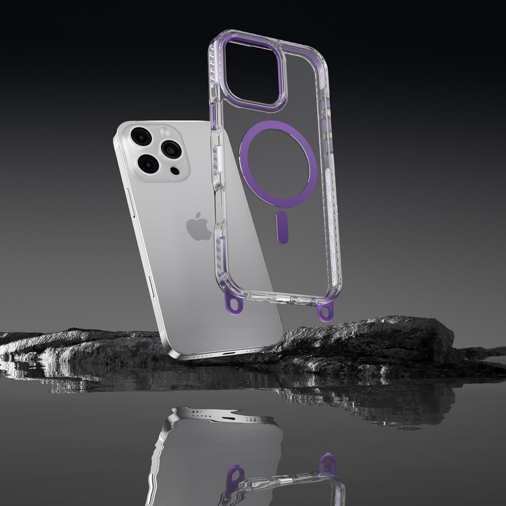 For iPhone 14 Pro Case Compatible with MagSafe PC+TPU Cover with Long Lanyard