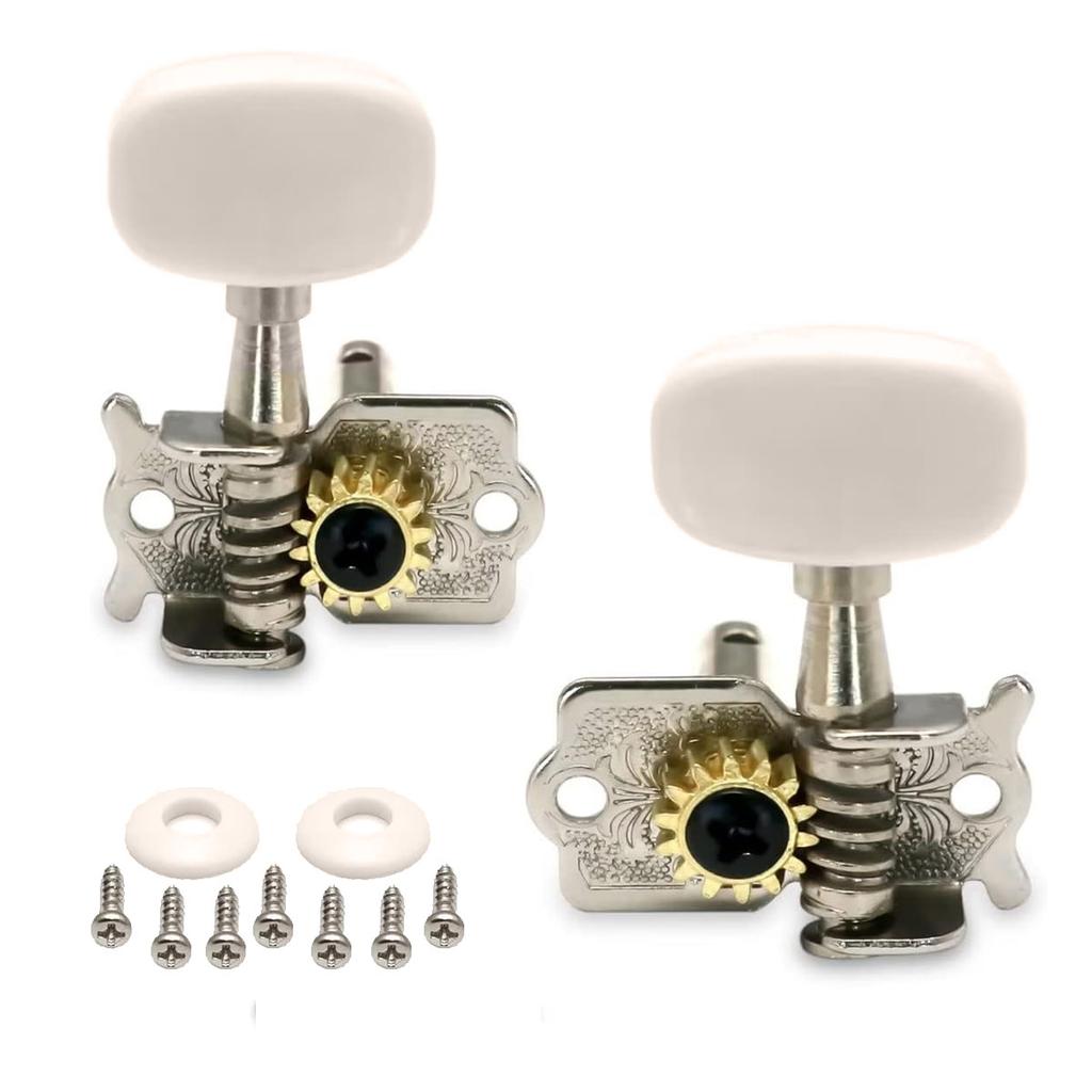 6Pcs Replacement Guitar Strings Button 3L+3R - 1:14 Gear Ratio Tuning Keys, Double Hole Design with Washers & Screws Included