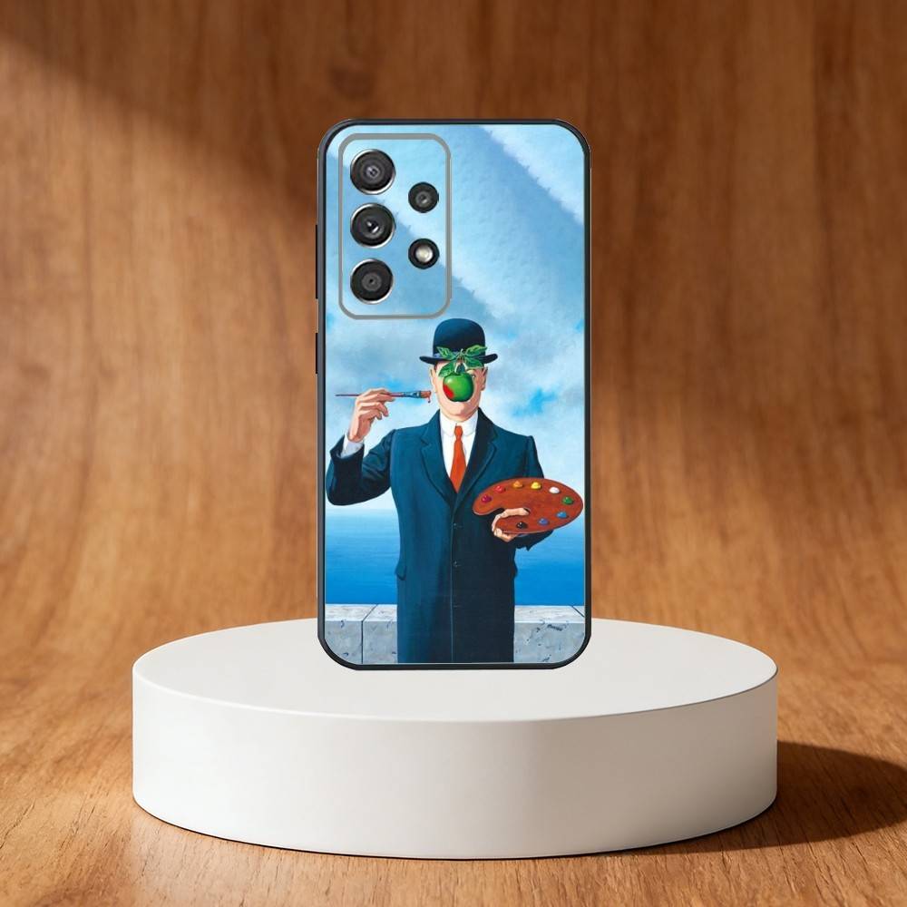 Custodia per Telefono Estetica Artistica Rene Magritte Per Samsung S25,S24,S21,S22,S23,S30,Ultra,S20,Plus,Fe,Note,10,9,5G Copertina Nera