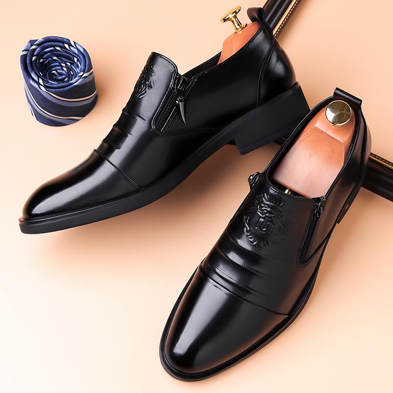 

Весна 2025 Мужские кожаные слипоны на мягкой подошве - Остроносые деловые повседневные низкие кеды 43