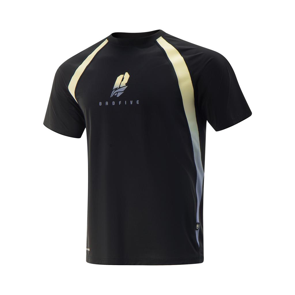 Li Ning Basketball Series Buchstaben Farbblock Atmungsaktiv Vielseitig Kurzarm T-Shirt Herren Oberteile Schwarz ATSV167-2