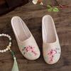 Cloth tow versatile embroidered bag head linen slippers low heel ethnic style mother shoes daily home home women's shoes