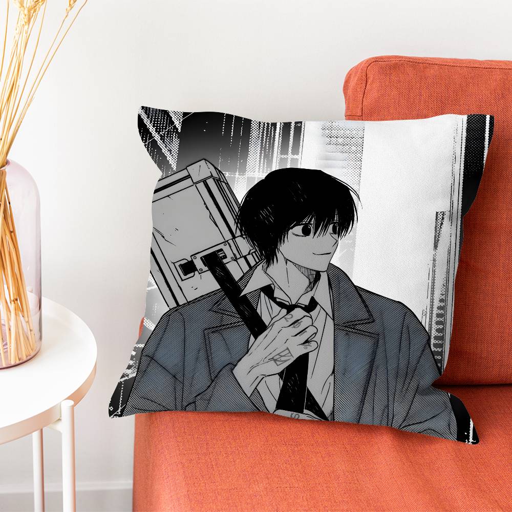 Nagumo S-Sakamoto Days Pillow Case Silky Short Plush With Invisible Zipper Dustproof Sofa Cushion Cover For Home Decor Peach skin 18*18(CM)-1Pcs