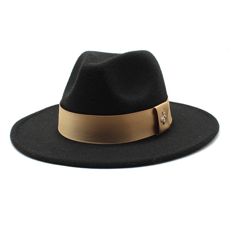 Autumn and Winter Big Eave Hat Fashion Woolen Top Hat Men's and Women's Woolen Panama Jazz Fedora