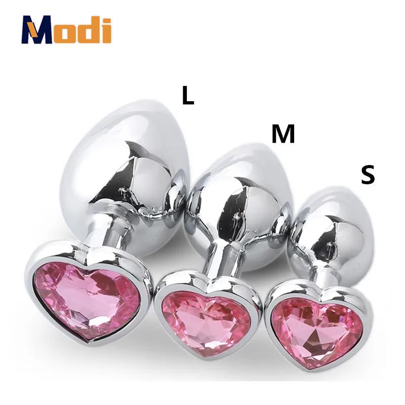 Anal Plug Heart 3 Sizes Stainless Steel Crystal Anal Plug Removable Butt Plug Stimulator Anal Sex Toys Prostate Massager Dildo