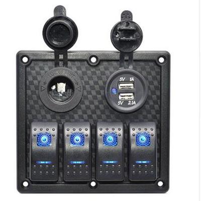 RV kombinovaný panel kolébkový spínač jachta Konverze USB nabíječka do auta Zásuvka zapalovače cigaret s LED modrým světlem