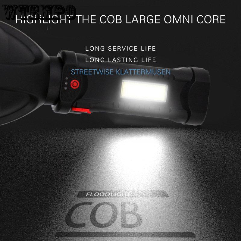 Strong Light Long Range Torch Home User Cob Side Light Outside Usb Rechargeable Searchlight Plastic Strong Light Torch