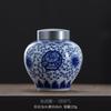 Creative Blue and White Porcelain Alloy Sealed Tea Jar Plant Landscape Ceramic Jar Moisture-proof Food Decorative Jar Home Decor