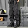 Jeans da Lavoro alla Moda da Uomo Lavati Retro Funzionali a Gamba Larga Pantaloni Trendy Marca Vestibilità Larga Casual Versatili