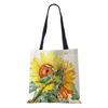 Sunflower Flowers Women Shoulder Bag Shopper Canvas Casual Grocery Handbag 2022 Print Painting Vintage Large Capacity Tote Books