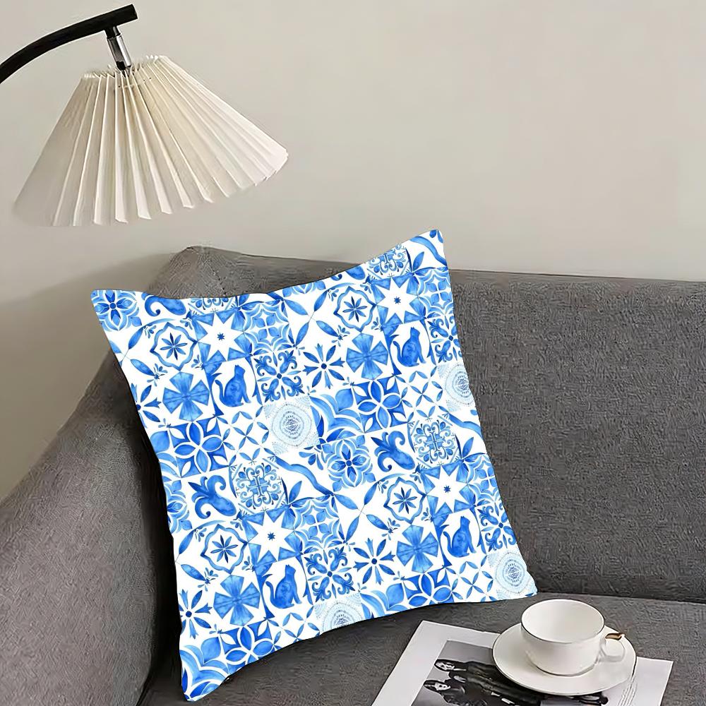Russian porcelain Cushion Cover Reversible Plush Pillow Cover – For car, sofa, bedroom, perfect as a gift.