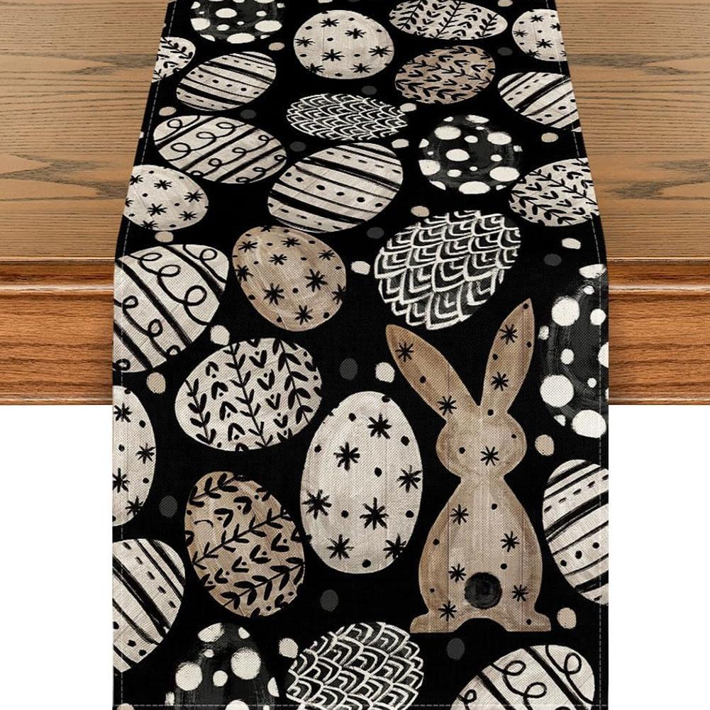 Easter Bunny Linen Table Runner Easter Rabbit Table Runner Bunny Dining Table Cloth Placemat for Kitchen Dining Table Decor