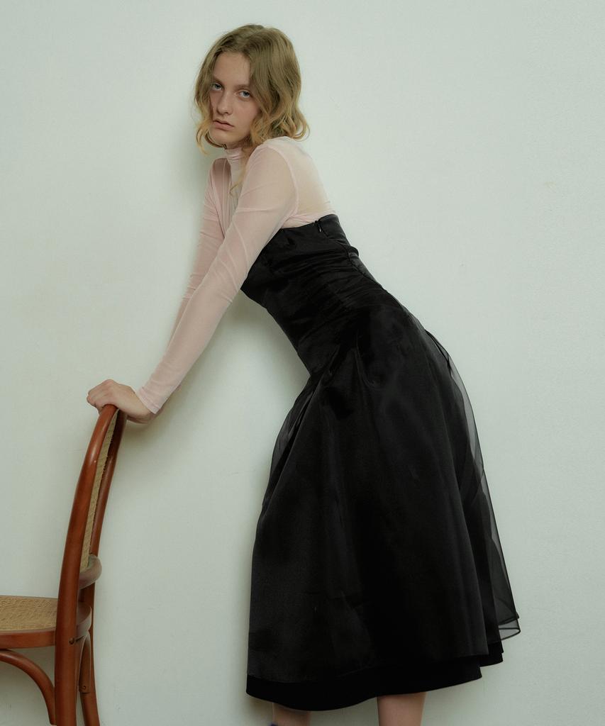 Obeodyupeulleeo Tube Top Organza Dress_Black