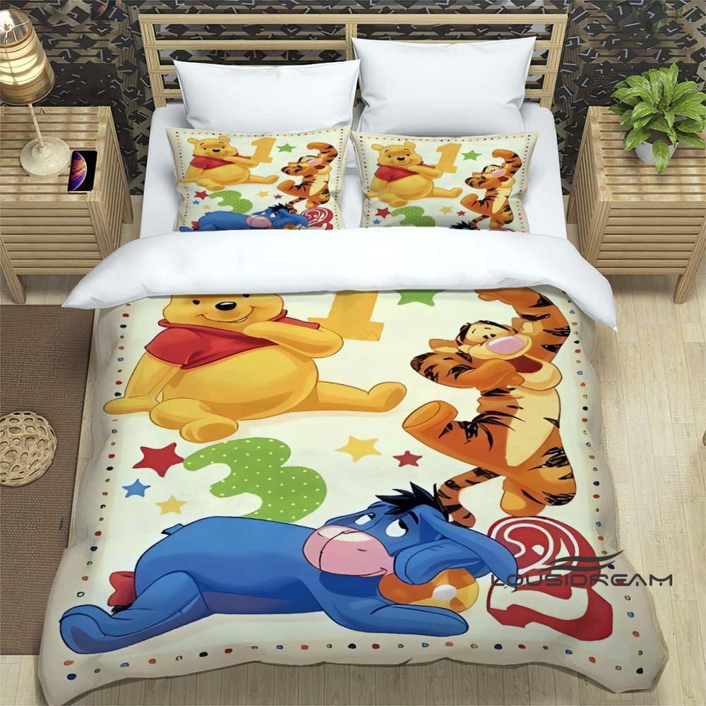 

Pooh Bear cartoon-themed bedding sets, including single, double, king, and queen-size beds, bedding sets, and adult bedroom duve 135x200cm