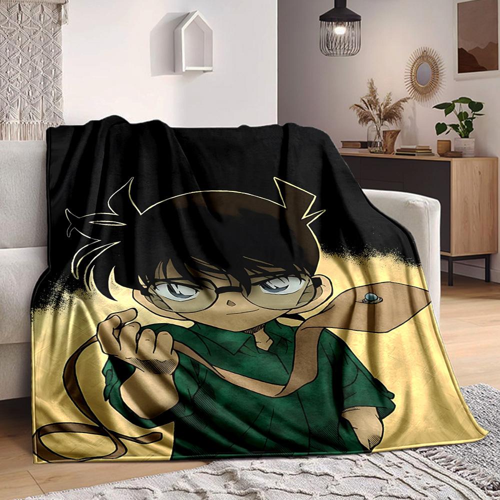 1pc Detective Conan Flannel Throw Blanket - HD Printed Lightweight Soft Warm All-Season Blanket for Sofa, Bed, Travel, Camping - Machine Washable039