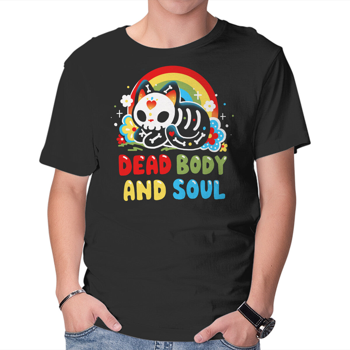 Unisex Crew Neck T-Shirt Dead Body And Soul Graphic Short Sleeve Casual Tee L