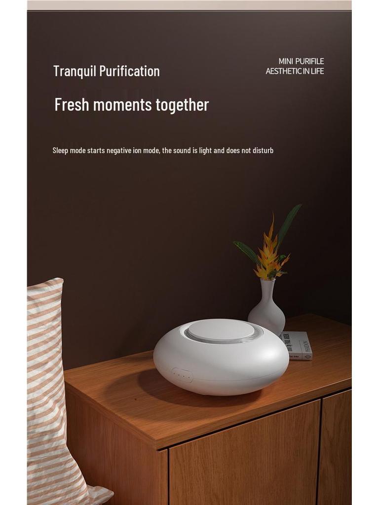 Compact Home Air Purifier for Bedroom and Bathroom - Removes Formaldehyde and Pet Odors, Perfect for Desktops