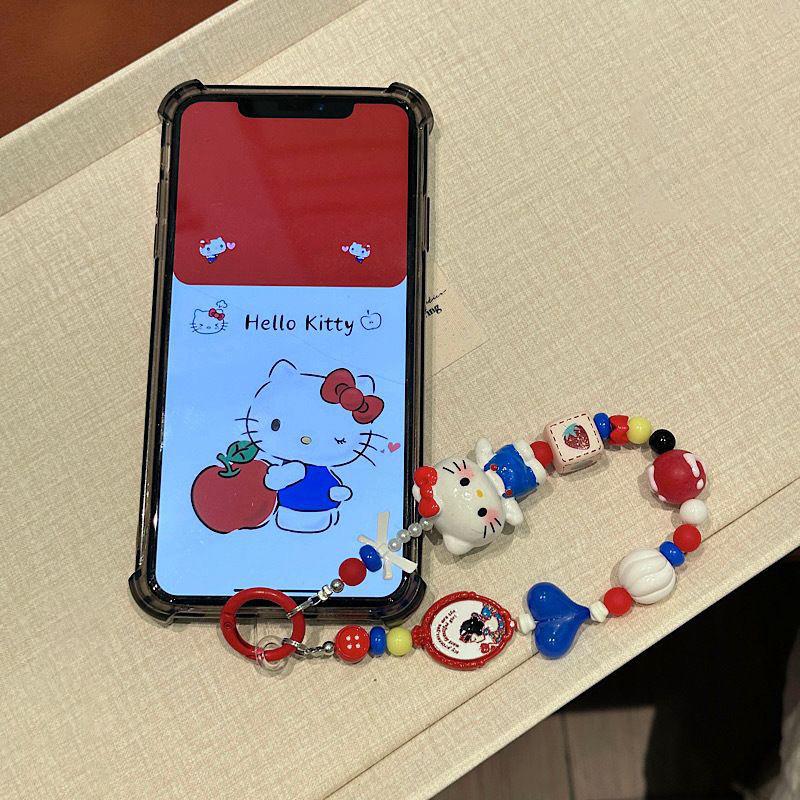 Cartoon Hello Kitty Keychains Beaded Pendant Phone Charms Kawaii Kuromi Keychain Cute Hellokitty Keyring Gift For Girls Carry Mini Lightweight