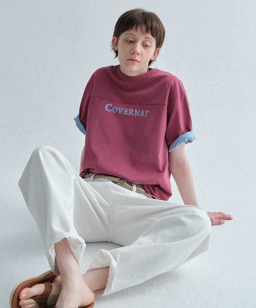 COVERNAT Painting Graphic Cutting Line T-Shirt Magenta