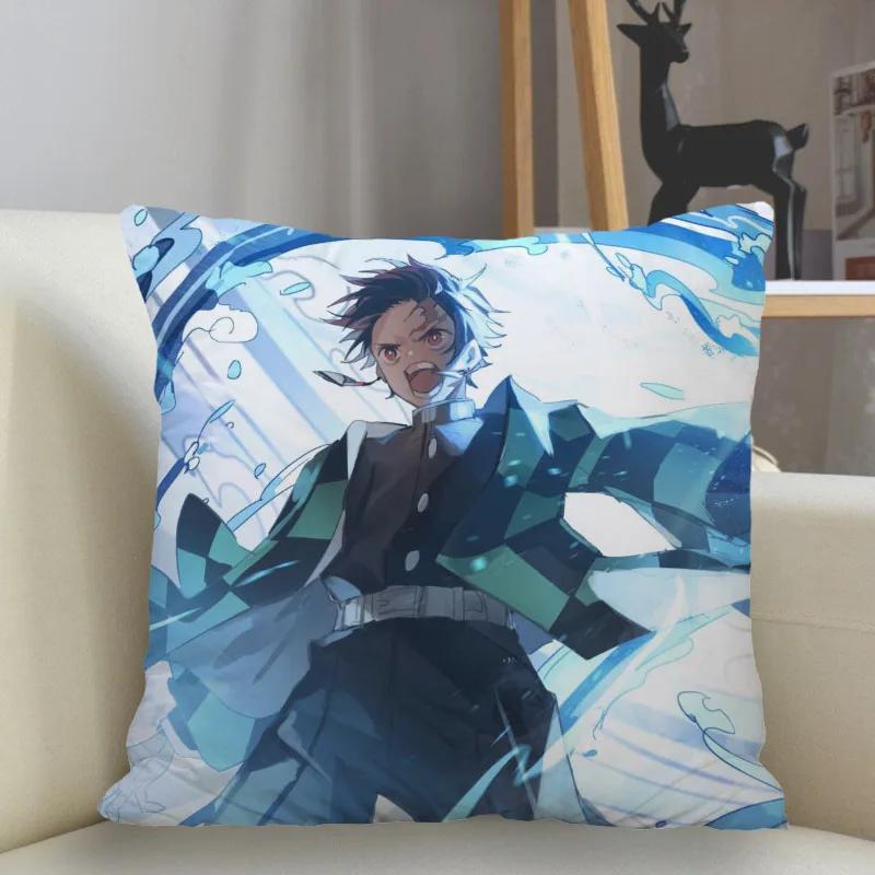 45x45cm Polyester Demon Slayer Pillowcase Sofa Decoration Cushion Cover  Home Decor