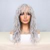 Synthetic Natural Grey Wig Long Curly Hair for Women Daily Use Wig with Bangs Cancer Patient Gift Outfits Costume Party