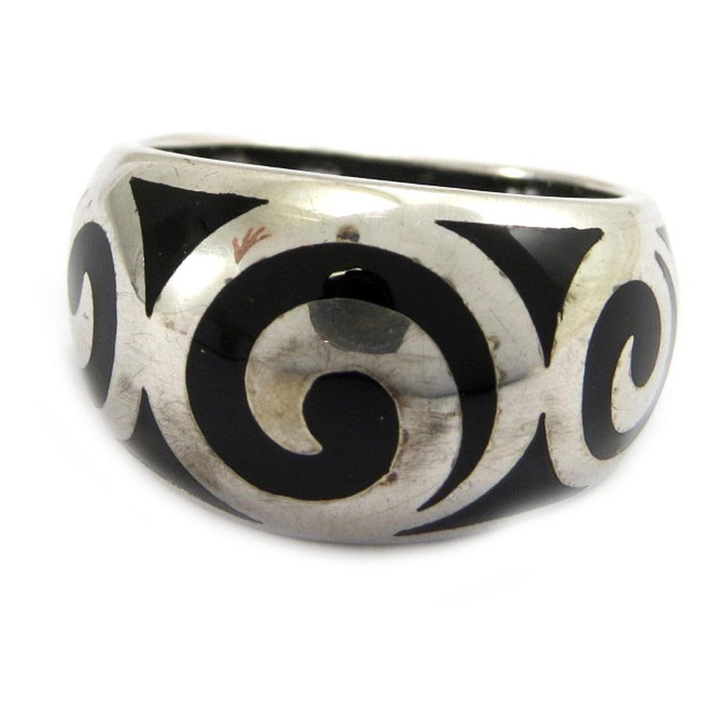 Silver Ring 'Labyrinth' Silver Onyx - 12 Mm