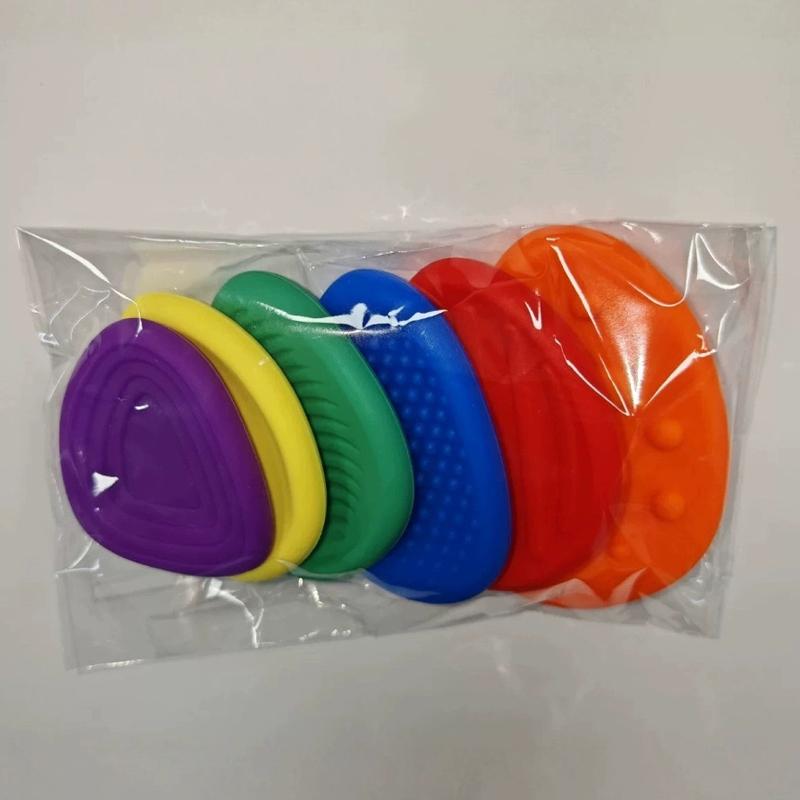 

Toys 6PCS Silicone Textured Sensory Worry Stone Fdget Calming Down Autism Anxiety Stress Relief Gifts Classroom Prize Kids