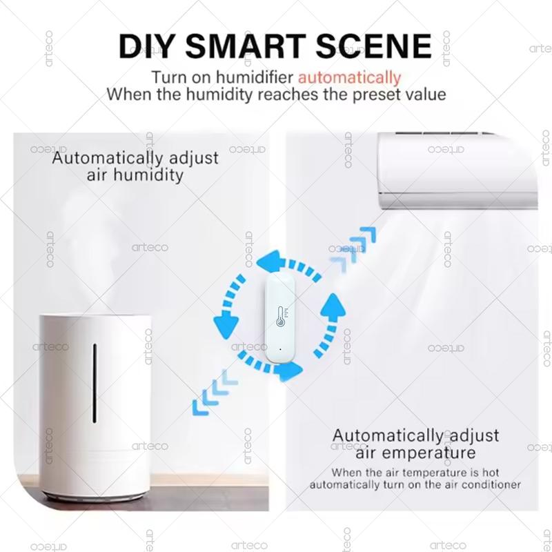 Zigbee 3.0 Temperature And Humidity Sensor Voice Control Intelligent Home Hygrometer Thermometer Real-time Monitoring For Alexa