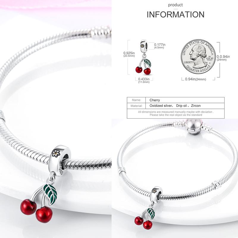 Delicious Food Series Copper Cherry Strawberry Avocado Sweet Charms Beads Fit Original Bracelet For Woman Diy Jewelry Making