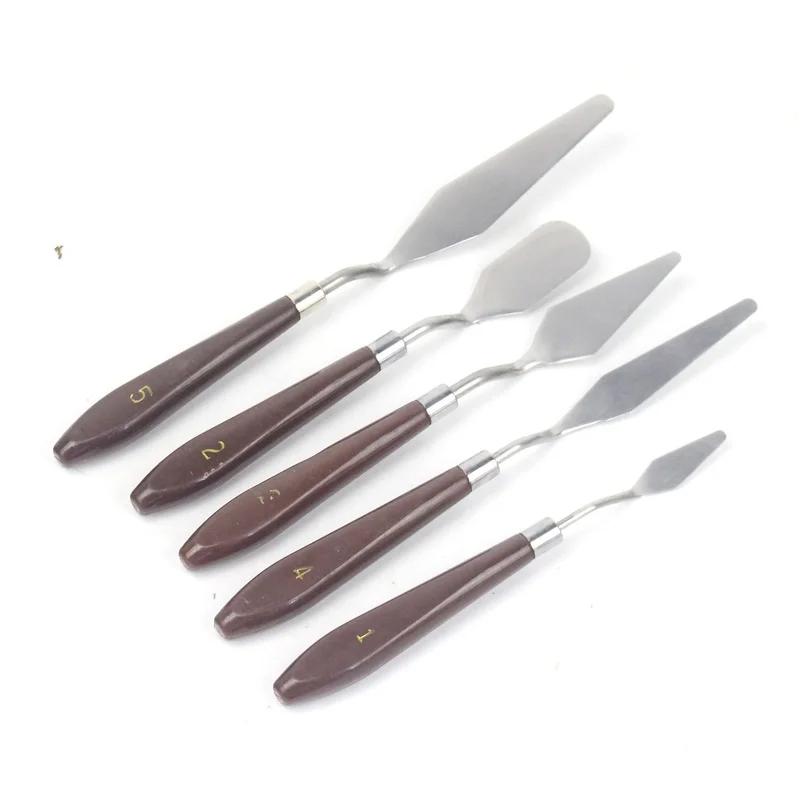 5Pcs Set Oil Painting Scraper Palette Knife Watercolors Fine Acrylic Gouache Paint Spatula Pick Color Mixing Tools Art Supplies