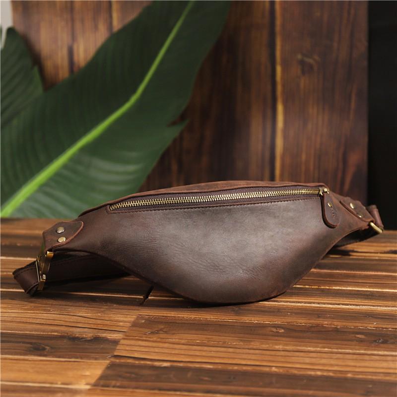 Cowhide Men's Waist Bag Genuine Leather Shoulder Chest Fashionable Soft Trendy Sports