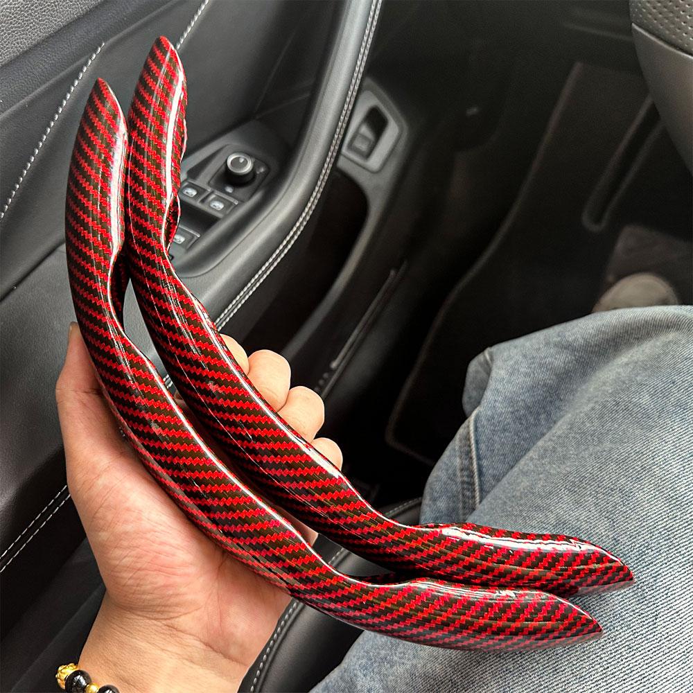 2 Stück Kohlefaser Auto Lenkradbezug Rutschfester Lenkradschutz Staubdicht Waschbar Innenraumzubehör Rund oder D