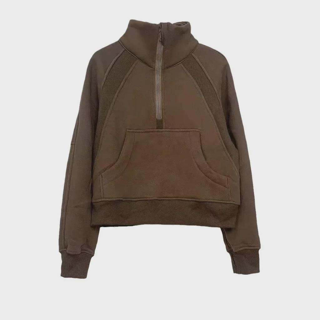 Sweter damski Lulu z półgolfem: Codzienny plus aksamitny pulower jesienno-zimowy z półzamkiem.