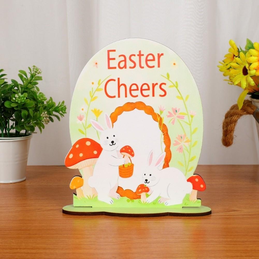 Kids Gift Cartoon Easter Bunny Decor Colorful Standing Bunny Eggs Decor Handmade Wooden Rabbit Ornaments Festival Decor
