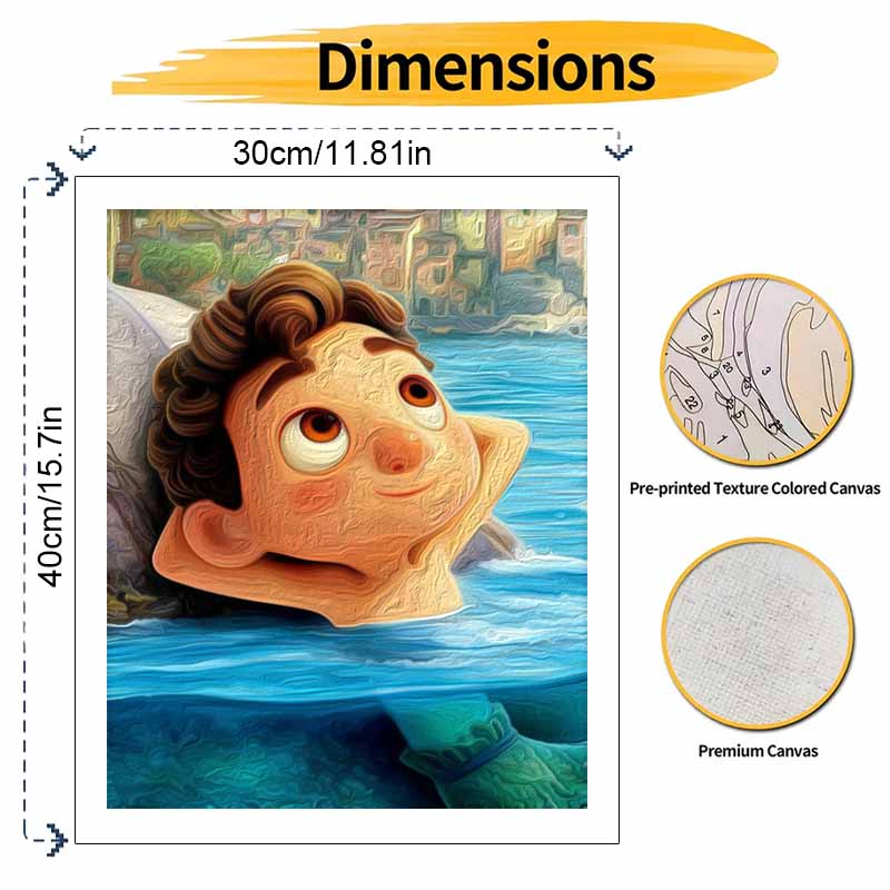 Disney Luca digital oil painting diy handpainted coloring painting home decoration, abstract wall art gift canvas for modern room decor