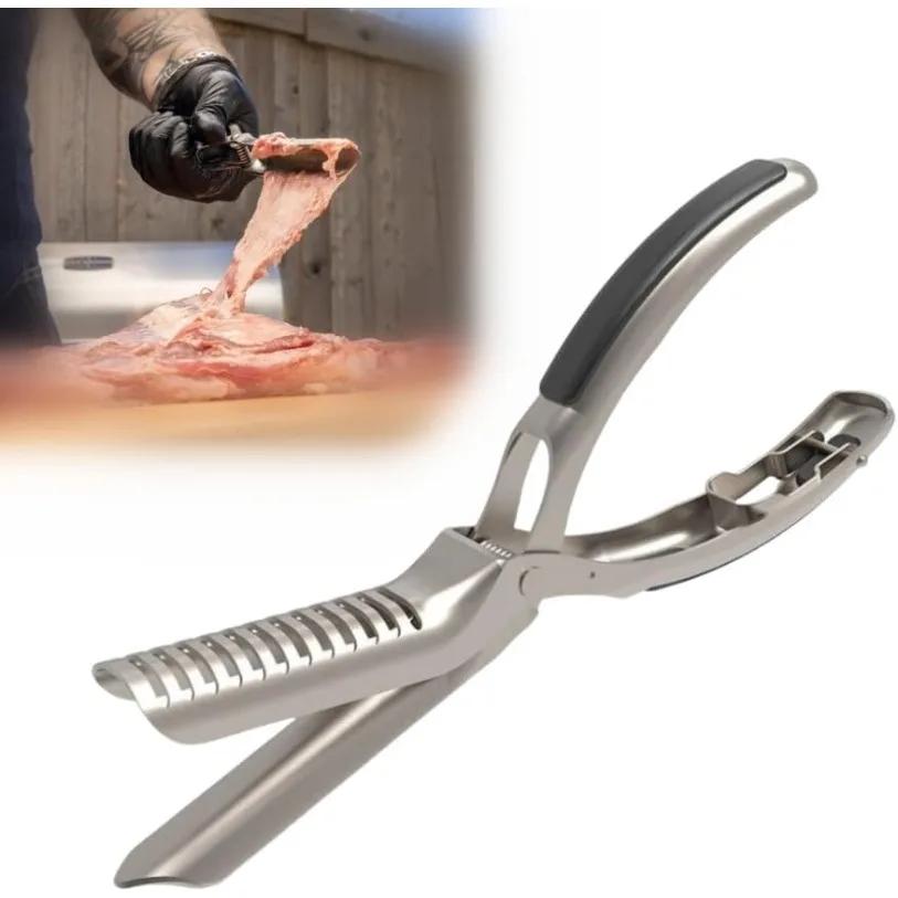 BBQ Rib Skinner Rib Membrane Remover Stainless Steel Tool, Kitchen Grill Gadget for Rib Prep for Chef Easy Membrane Removal