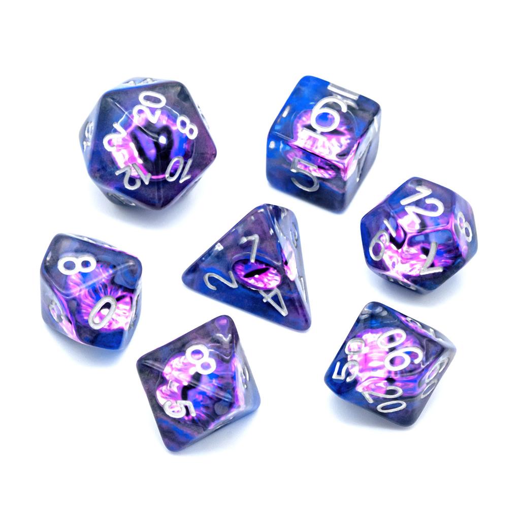 Cusdie Dragon's Eyes Dice DND 7Pcs Eyeball D4-D20 Polyhedral Dice Set for Dungeons & Dragons Tabletop Role Playing Board Games