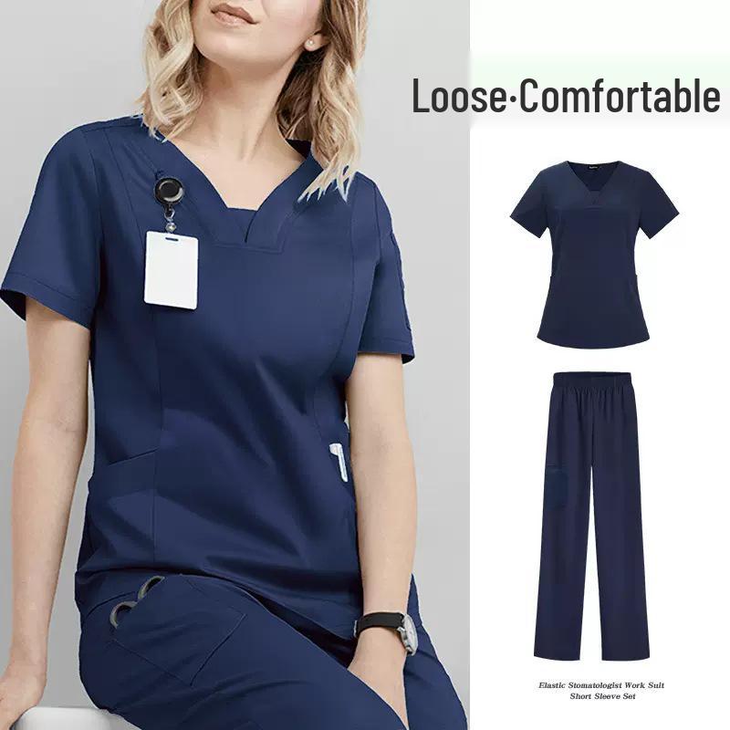 Women's and Men's Short Sleeve Scrub Suit for Dental, ICU, and Salon Professionals