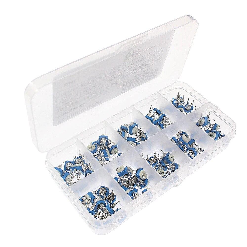 

100PCS/Lot RM065 Комплект потенціометрів для обрізки 500R 1K 2K 5K 10K 20K 50K 100K 200K 1M Змінний резистор 10K Потенціометр Електронний компонент