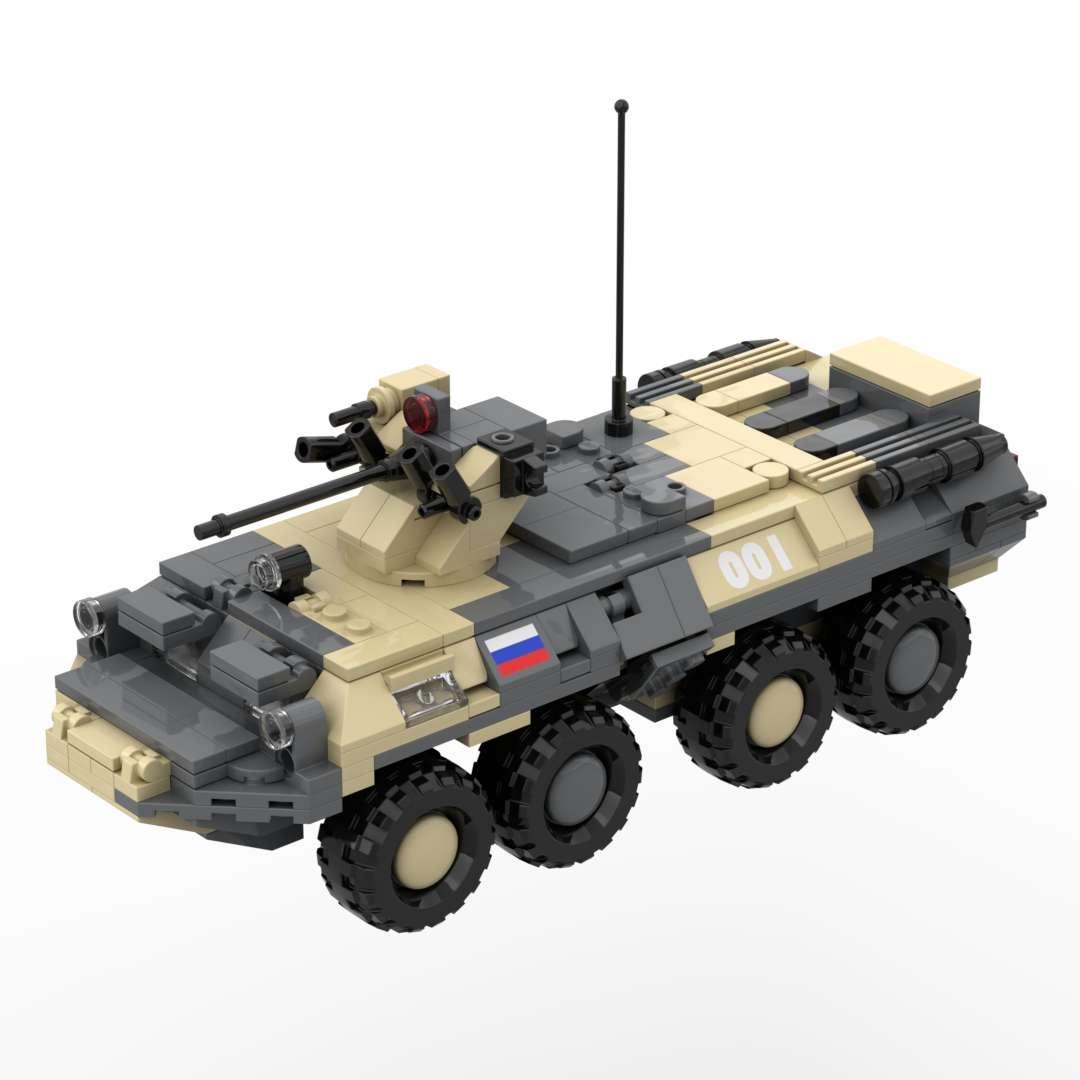 BTR-80 Amfibische Gepantserde Auto Bouwstenen - 8x8 Personeelsvervoerder met 3 Soldaten