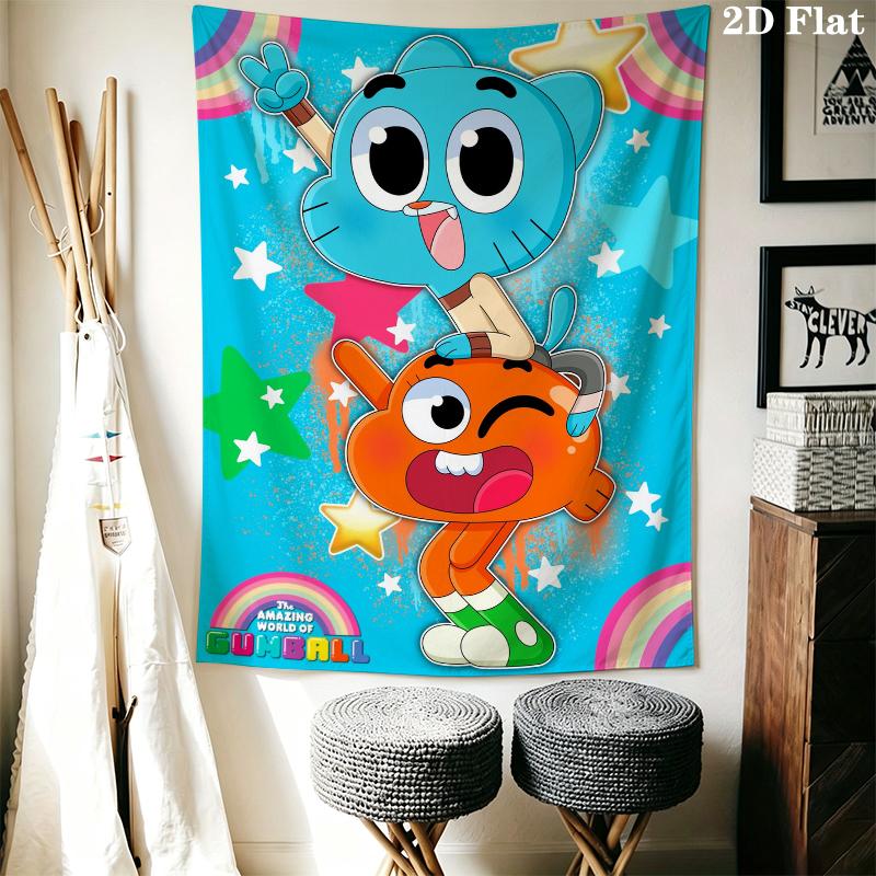 The Amazing World of Gumball Wall Tapestry Aesthetic Wall Hanging Printed Fabric Blanket Decorative Tapestries for Bedroom Living Room Home Decor