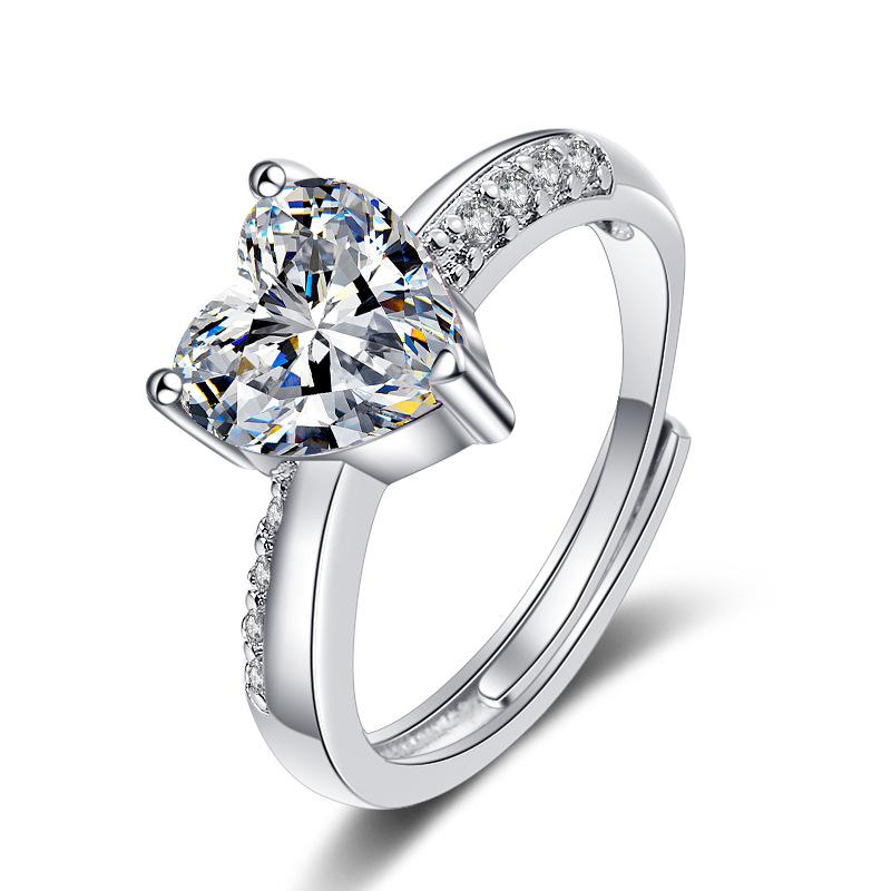Copper Ring Heart For Women Cassic Wedding Jewelry Engagement Bands Fine Zircon Fashion Gift Party High Quality