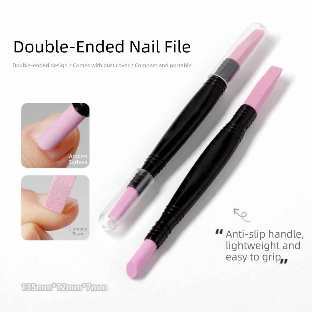 Dual-Ended Nail File Reusable Nail Pusher Pen Portable Quartz Scrub Stick  Nail Care Tool