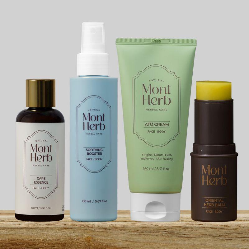 Recommended 4-Piece Basic Set for Severe Skin Problems / Care Essence 100ml + Soothing Booster 150ml + Ato Cream 160ml + Essence Balm 15g