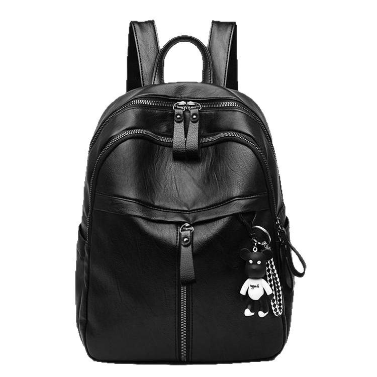 Trendy Korean-Style Women's Soft Leather Backpack, Large Capacity, Solid Color, Ideal for Students